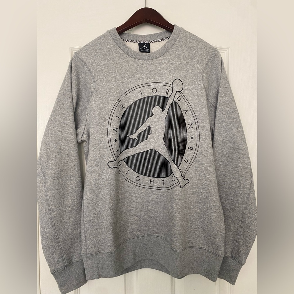 GREY AIR JORDAN CREW NECK SWEATER